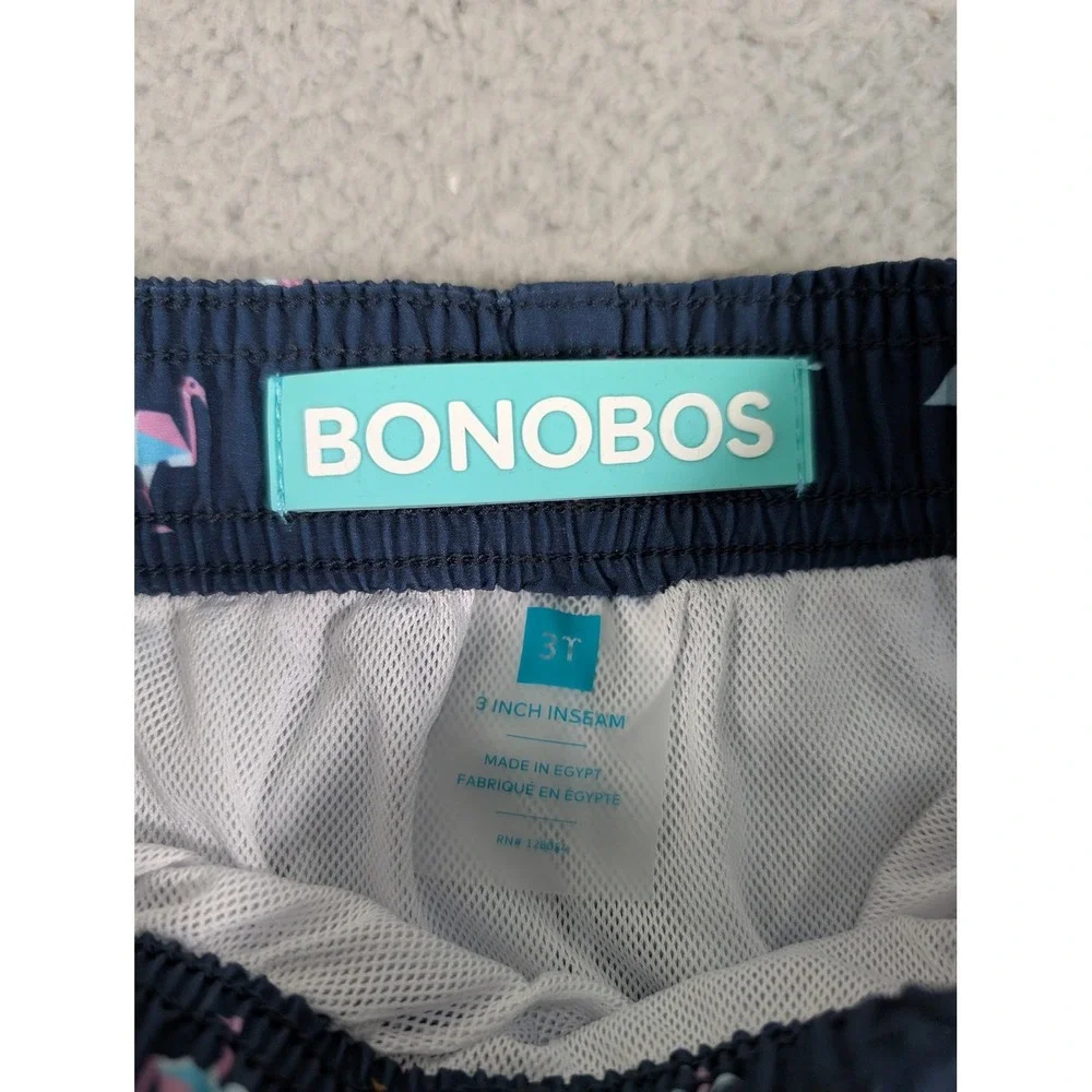 Bonobos Swim Trunks Shorts Boys 3T Blue Flamingo Quick Dry Elastic Waist Summer